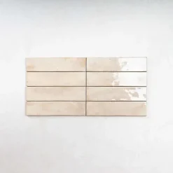 Les Carreaux De Jean  Faïence Pour Douche|Faïence Pour Cuisine<Carrelage Effet Zellige Beige FUSION Beige 6x25cm - Les Carreaux de Jean