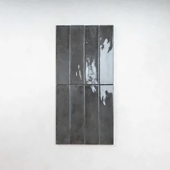 Les Carreaux De Jean  Carrelage Effet Zellige Gris Foncé FUSION Antracite 6x25cm - Les Carreaux de Jean- Faïence Pour Pièce À Vivre