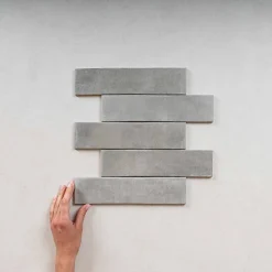 Gioia Materia Carrelage Effet Zellige Gris ARGILE 6x24,6 Concrete - Les Carreaux de Jean- Faïence Pour Pièce À Vivre|Faïence Pour Douche