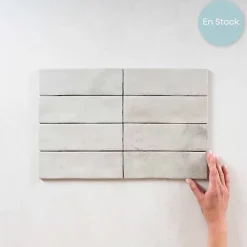 Les Carreaux De Jean  Carrelage Effet Zellige Gris MITTE Perla 6,5x20 - Les Carreaux de Jean- Faïence Pour Douche|Faïence Pour Cuisine