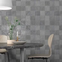 Ro'Ma Carrelage Carrelage Mural Uni<Carrelage effet Zellige Gris 10x10x0,85 cm Brillant Orisel - Mur intérieur -