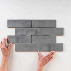 Les Carreaux De Jean  Carrelage Effet Zellige MITTE Gris 6,5x20 - Les Carreaux de Jean- Faïence Pour Pièce À Vivre|Faïence Pour Salle De Bains