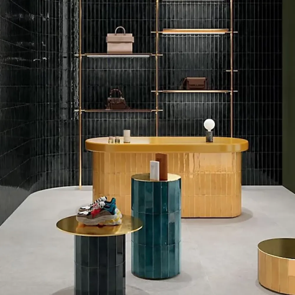 Les Carreaux De Jean Carrelage Effet Zellige Noir FUSION Nero 6x25cm - Les Carreaux de Jean- Faïence Pour Salle De Bains