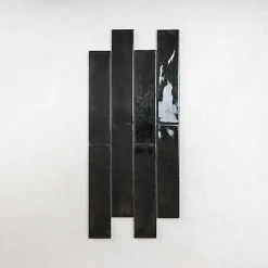 Les Carreaux De Jean Carrelage Effet Zellige Noir FUSION Nero 6x25cm - Les Carreaux de Jean- Faïence Pour Salle De Bains