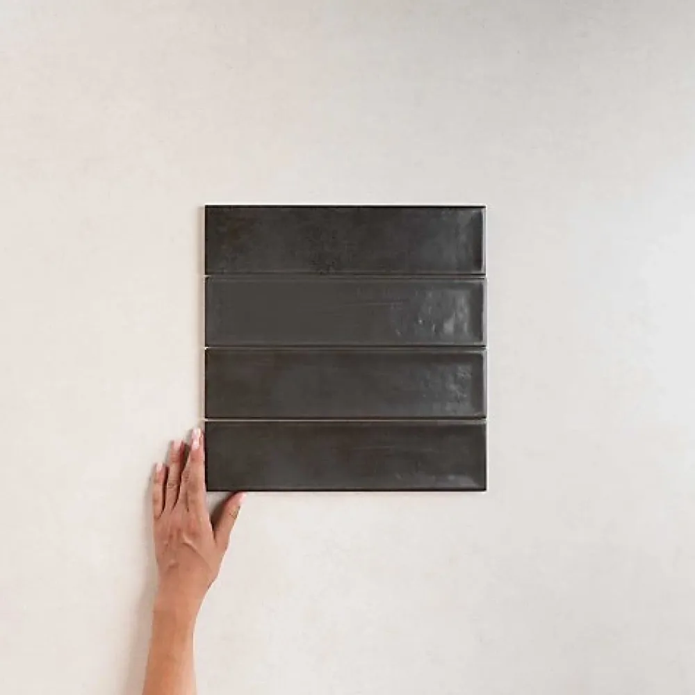 Les Carreaux De Jean Carrelage Effet Zellige NARA Noir Mate 7,5x30cm - Les Carreaux de Jean- Faïence Pour Salle De Bains