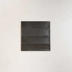 Les Carreaux De Jean Carrelage Effet Zellige NARA Noir Mate 7,5x30cm - Les Carreaux de Jean- Faïence Pour Salle De Bains