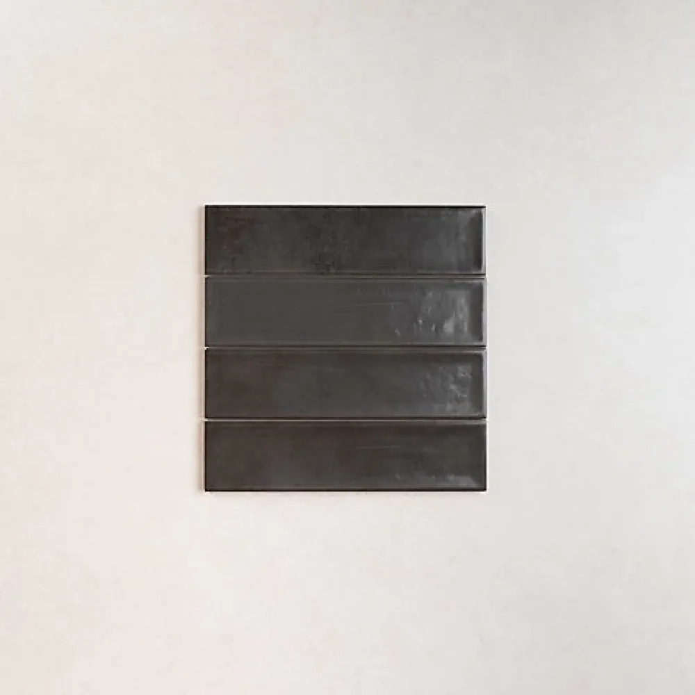 Les Carreaux De Jean Carrelage Effet Zellige NARA Noir Mate 7,5x30cm - Les Carreaux de Jean- Faïence Pour Salle De Bains