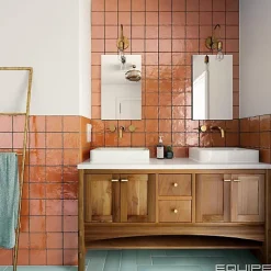 Gioia Materia Carrelage Effet Zellige Orange LA RIVIERA 13,2x13,2 Ginger - Les Carreaux de Jean- Faïence Pour Douche|Faïence Pour Cuisine