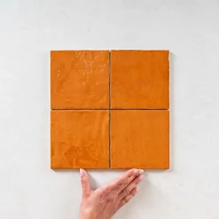 Gioia Materia Carrelage Effet Zellige Orange LA RIVIERA 13,2x13,2 Ginger - Les Carreaux de Jean- Faïence Pour Douche|Faïence Pour Cuisine