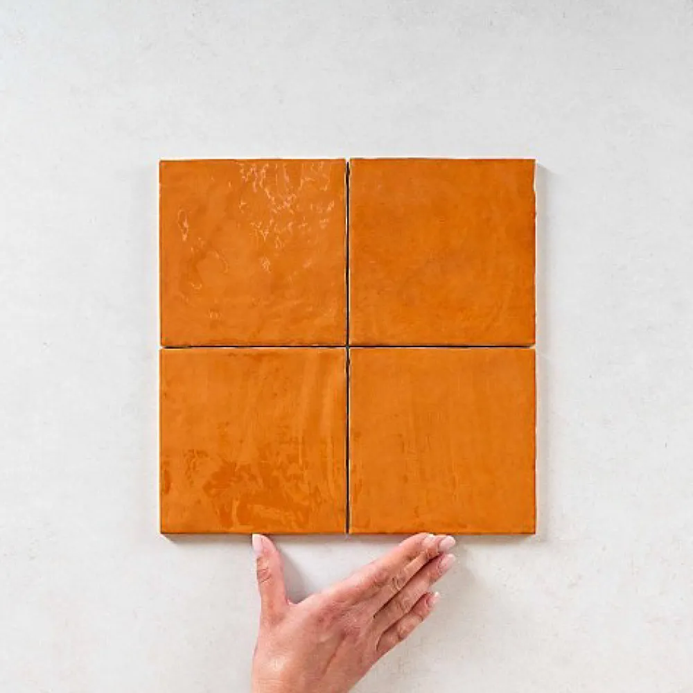 Gioia Materia Carrelage Effet Zellige Orange LA RIVIERA 13,2x13,2 Ginger - Les Carreaux de Jean- Faïence Pour Douche|Faïence Pour Cuisine