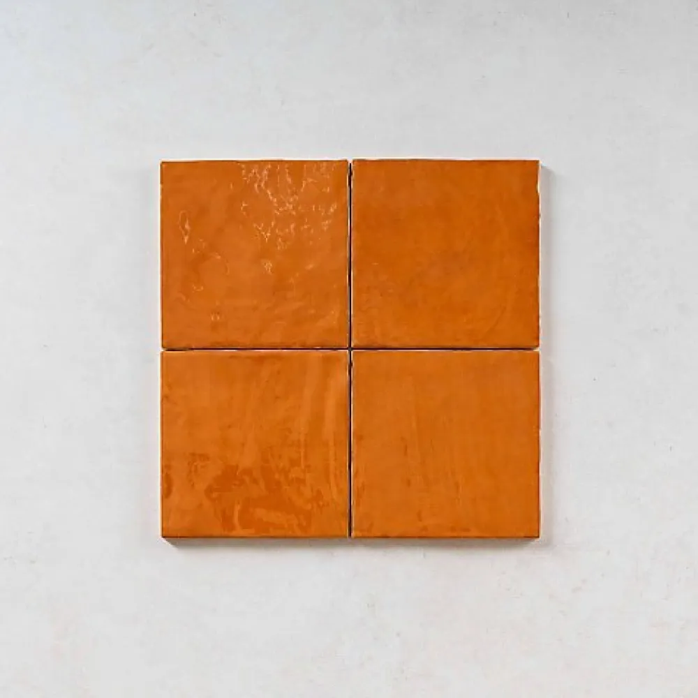 Gioia Materia Carrelage Effet Zellige Orange LA RIVIERA 13,2x13,2 Ginger - Les Carreaux de Jean- Faïence Pour Douche|Faïence Pour Cuisine