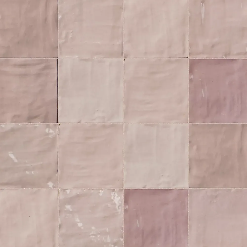 Ro'Ma Carrelage Carrelage effet Zellige Rose 10x10x0,85 cm Brillant Orisel - Mur intérieur -- Carrelage Mural Pour Douche|Carrelage Mural Uni