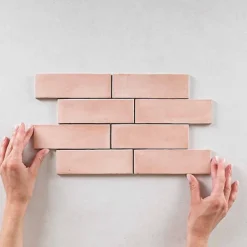 Gioia Materia Carrelage Effet Zellige Rose COLO Matt 5x15 pink - Les Carreaux de Jean- Faïence Pour Salle De Bains