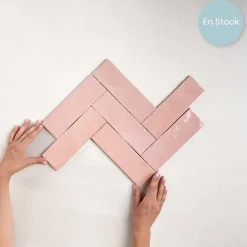 Les Carreaux De Jean  Carrelage Effet Zellige Rose NOLITA Rosa 6,5x20 - Les Carreaux de Jean- Faïence Pour Douche|Faïence Pour Cuisine
