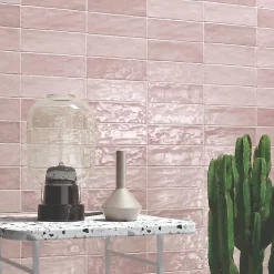 Ro'Ma Carrelage Carrelage Mural Uni<Carrelage effet Zellige Rose 20x6,5x0,85 cm Brillant Orisel - Mur intérieur -