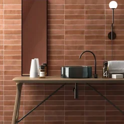 Gioia Materia Carrelage Effet Zellige Terracotta ARGILE 6x24,6 Cotto - Les Carreaux de Jean- Faïence Pour Cuisine|Faïence Pour Douche