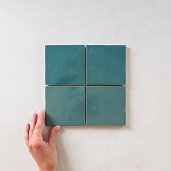 Les Carreaux De Jean  Faïence Pour Salle De Bains<Carrelage Effet Zellige Turquoise MANARA CLAY 10x10 Tamir Turquesa - Les Carreaux de Jean