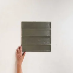 Les Carreaux De Jean  Faïence Pour Salle De Bains<Carrelage Effet Zellige Vert Foncé NARA Oliva Mate 7,5x30cm - Les Carreaux de Jean
