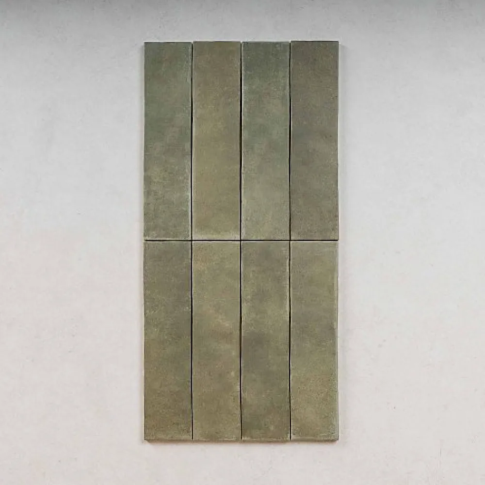 Gioia Materia Carrelage Effet Zellige Vert ARGILE 6x24,6 Khaki - Les Carreaux de Jean- Faïence Pour Douche