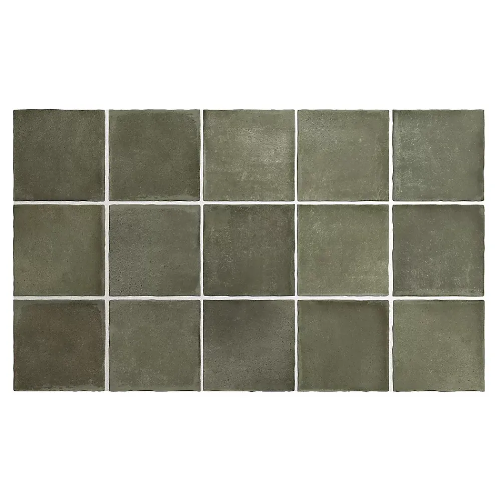 Gioia Materia Carrelage Effet Zellige Vert ARGILE 6x24,6 Khaki - Les Carreaux de Jean- Faïence Pour Douche