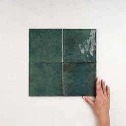 Les Carreaux De Jean  Faïence Pour Salle De Bains|Faïence Pour Cuisine<Carrelage Effet Zellige Vert Émeraude AGADIR - Selva 14,7x14,7 - Les Carreaux de Jean