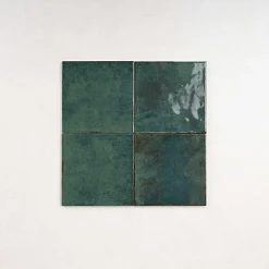 Les Carreaux De Jean  Faïence Pour Salle De Bains|Faïence Pour Cuisine<Carrelage Effet Zellige Vert Émeraude AGADIR - Selva 14,7x14,7 - Les Carreaux de Jean