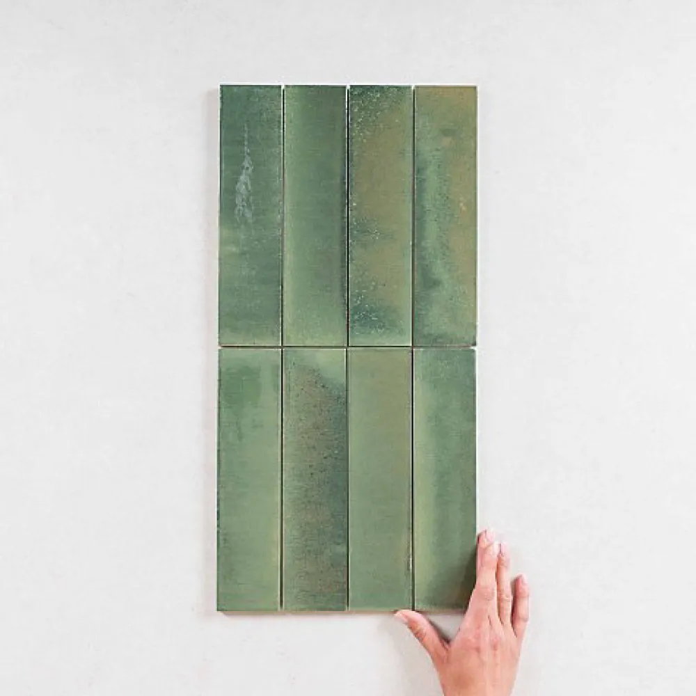 Les Carreaux De Jean Carrelage Effet Zellige Vert TANGER 6x24 Forest - Les Carreaux de Jean- Faïence Pour Pièce À Vivre|Faïence Pour Douche
