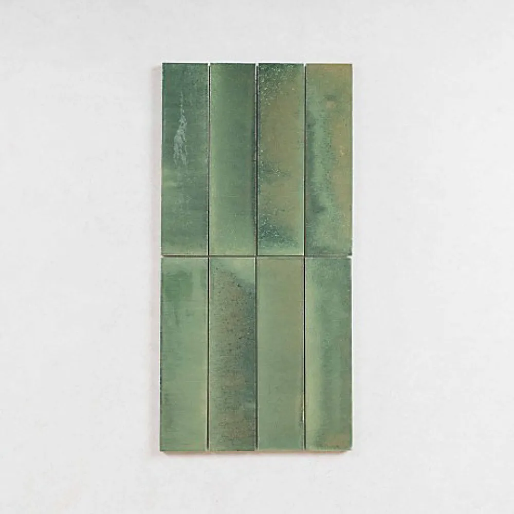 Les Carreaux De Jean Carrelage Effet Zellige Vert TANGER 6x24 Forest - Les Carreaux de Jean- Faïence Pour Pièce À Vivre|Faïence Pour Douche