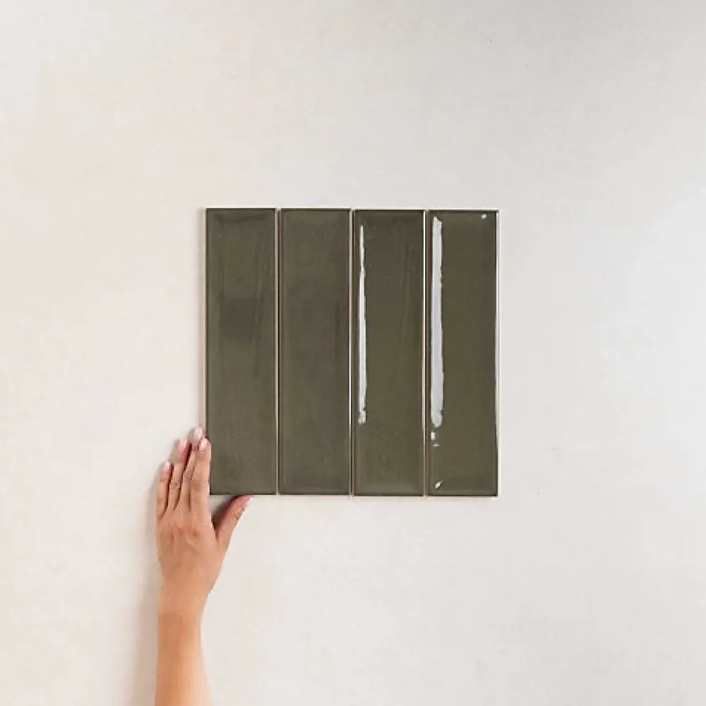 Les Carreaux De Jean Faïence Pour Salle De Bains<Carrelage Effet Zellige Vert Foncé NARA Oliva Gloss 7,5x30cm - Les Carreaux de Jean