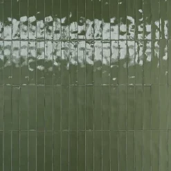 Les Carreaux De Jean Carrelage Effet Zellige Vert Olive LUZ Oliva 5,3x30cm - Les Carreaux de Jean- Faïence Pour Pièce À Vivre|Faïence Pour Cuisine