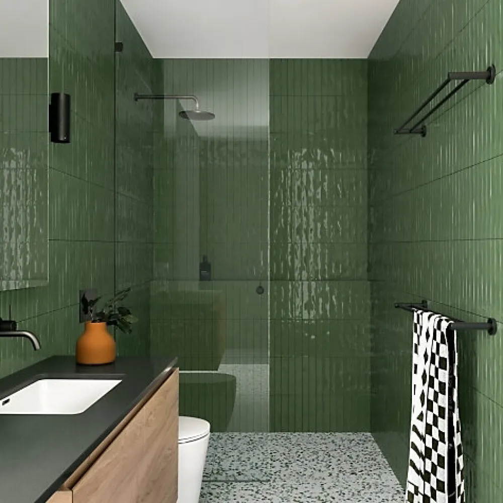 Les Carreaux De Jean Carrelage Effet Zellige Vert Olive LUZ Oliva 5,3x30cm - Les Carreaux de Jean- Faïence Pour Pièce À Vivre|Faïence Pour Cuisine
