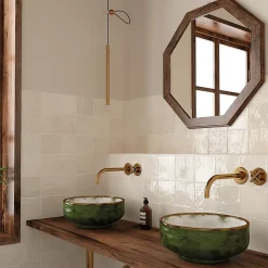 Concept Mosaïque carrelage effet zellige 13,2x13,2 cm MAJESTIC WHEAT- Faïence Pour Douche|Faïence Unie