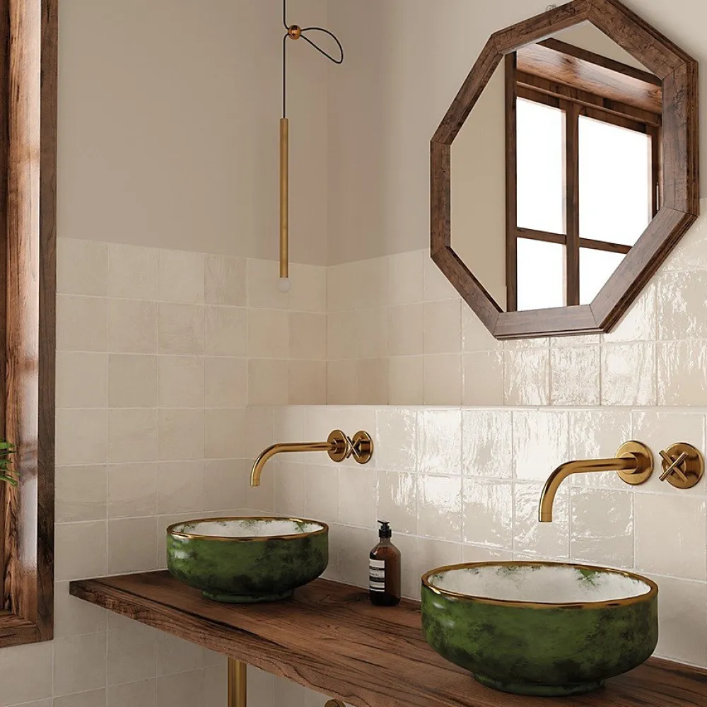 Concept Mosaïque carrelage effet zellige 13,2x13,2 cm MAJESTIC WHEAT- Faïence Pour Douche|Faïence Unie