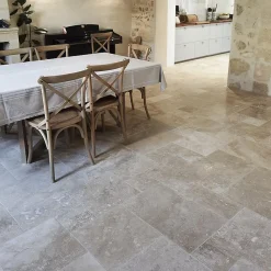 Ligerio Carrelage en travertin adouci rebouché PREMIUM - 60 cm x 40 cm x 1,2 cm - Vendu au m²- Travertin