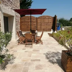 Ligerio Carrelage en travertin deuxième choix - Opus : 4 formats, 1,2 cm - Vendu en lot de 0.74 m²- Travertin