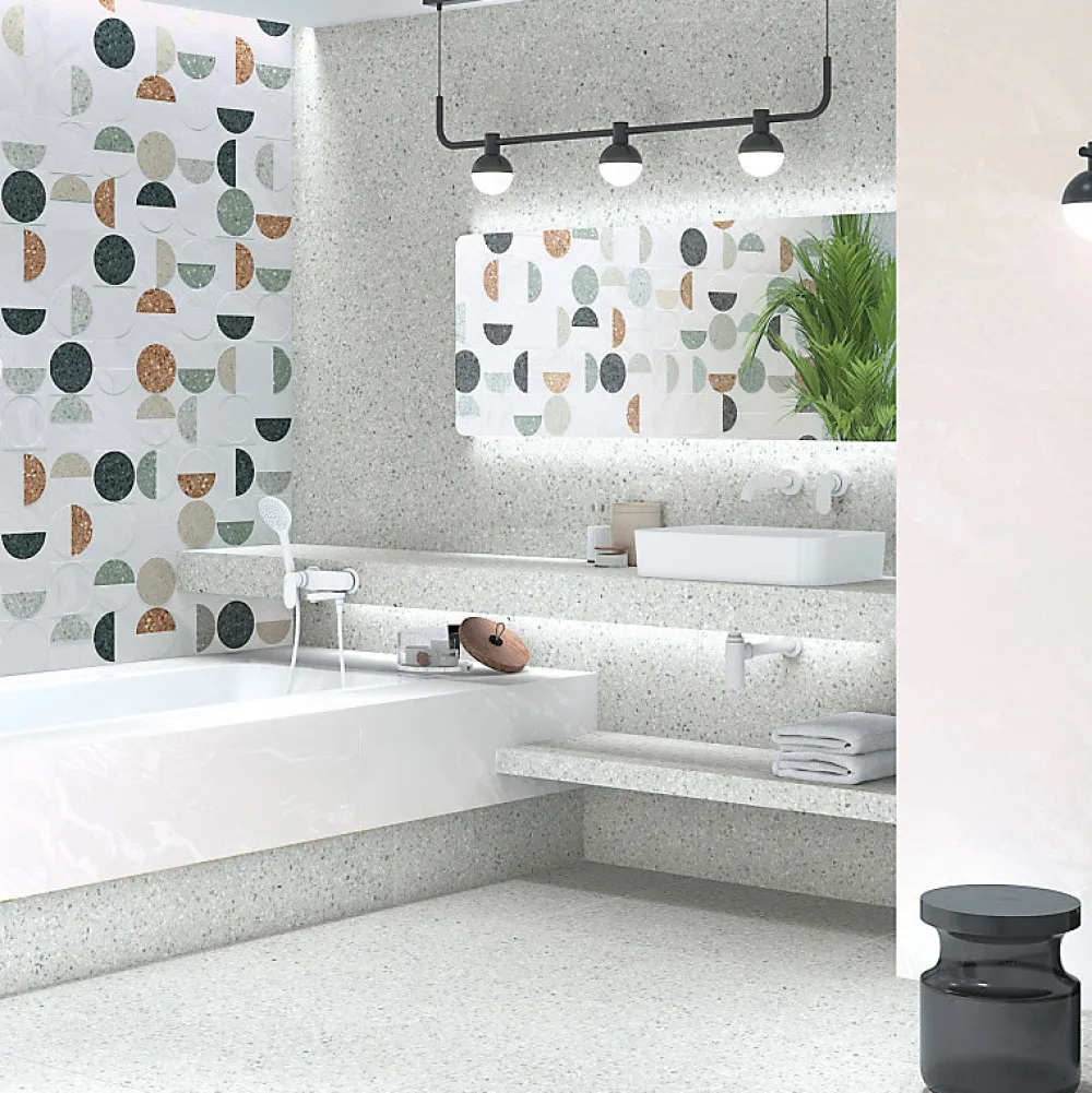 Aelle Carrelage Carrelage extérieur antidérapant effet terrazzo 80x80 cm NIZA-R Antideslizante Gris- Carrelage Extérieur Et Terrasse