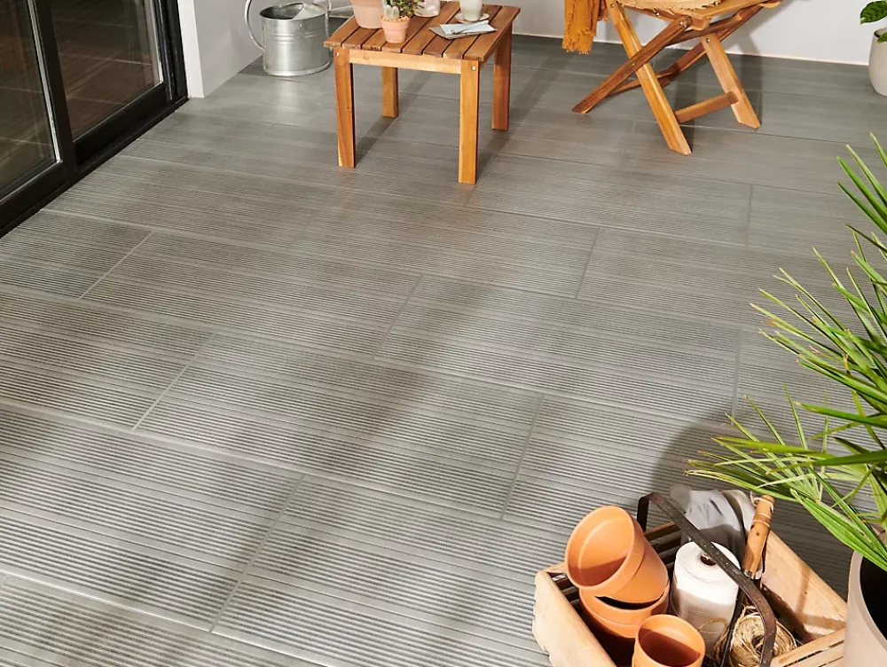 GoodHome Carrelage Extérieur Et Terrasse<Carrelage extérieur Kontempo anthracite 37 x 75 cm (vendu au carton)