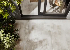 GoodHome Carrelage extérieur Pinewood blanc 20 x 80 cm- Carrelage Extérieur Et Terrasse