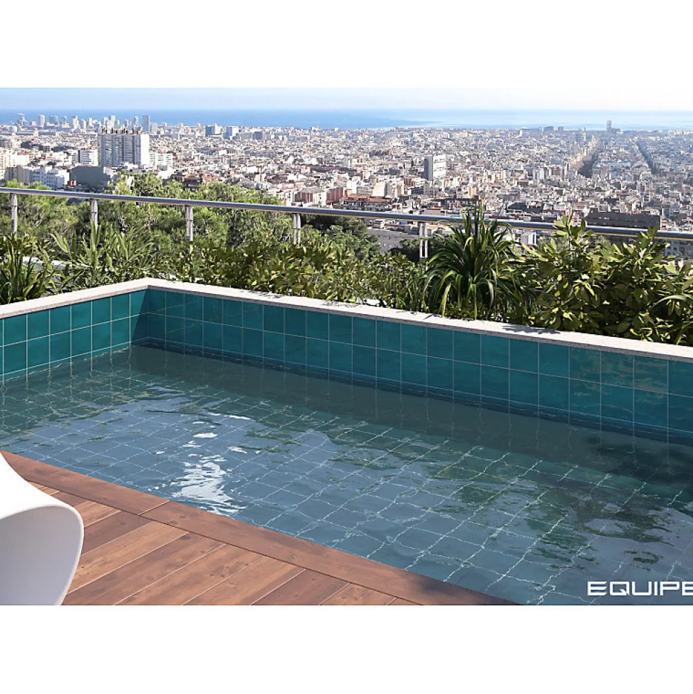 Aelle Carrelage Carrelage extérieur piscine carré bleu brillant 15x15 cm SPA&POOLS GLACIER- Carrelage Extérieur Et Terrasse