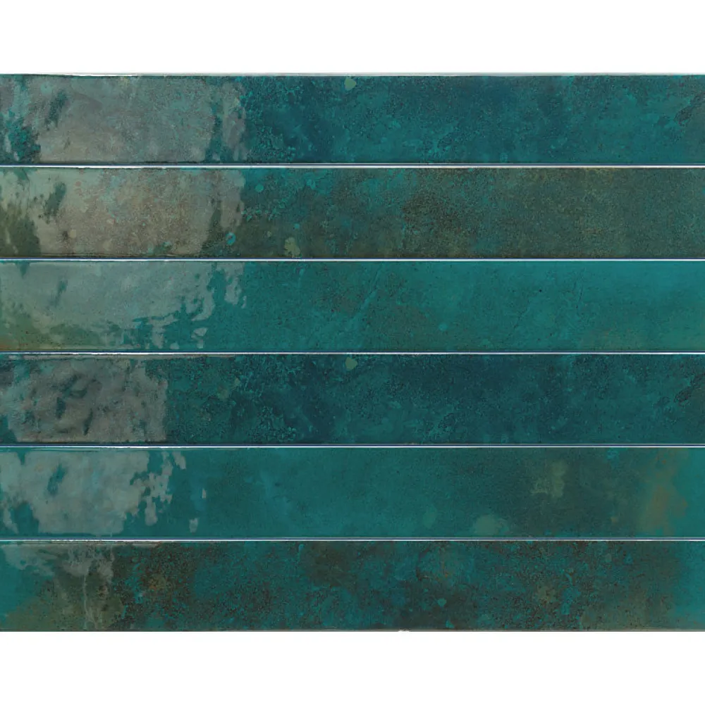 Aelle Carrelage Carrelage faïence mur bleu turqoise rectangulaire 5x40 cm BALI HESPER- Carrelage Sol Pour Salle De Bains