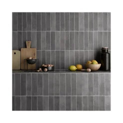 Gioia Materia Carrelage grès cérame ARGILE 10x10 cm Gris Foncé, Anthracite - Mat - boîte de 0.6 m2- Faïence Pour Wc|Faïence Pour Pièce À Vivre