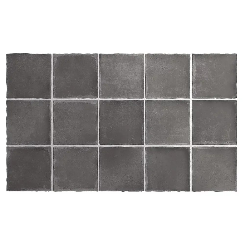 Gioia Materia Carrelage grès cérame ARGILE 10x10 cm Gris Foncé, Anthracite - Mat - boîte de 0.6 m2- Faïence Pour Wc|Faïence Pour Pièce À Vivre