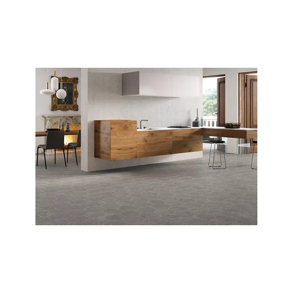 Gioia Materia Carrelage grès cérame effet terrazzo Wind 100x100 cm Gris Foncé, Anthracite - Naturel - boîte de 0.99 m2- Carrelage Sol Uni