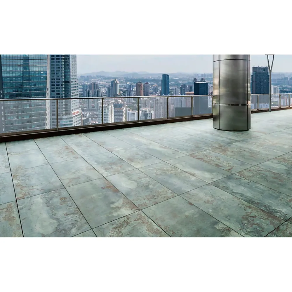Gioia Materia Carrelage grès cérame effet métal ZINC 120x120 cm Vert - Naturel - boîte de 1.42 m2- Carrelage Sol Pour Wc|Carrelage Sol Uni