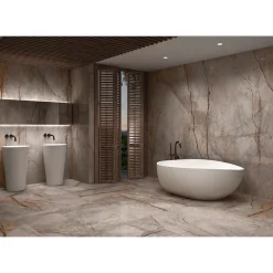 Gioia Materia Carrelage grès cérame effet marbre WILD FOREST 280x120cm Greige (gris/beige) - Brillant / Poli - boîte de 3.34 m2- Carrelage Sol Uni