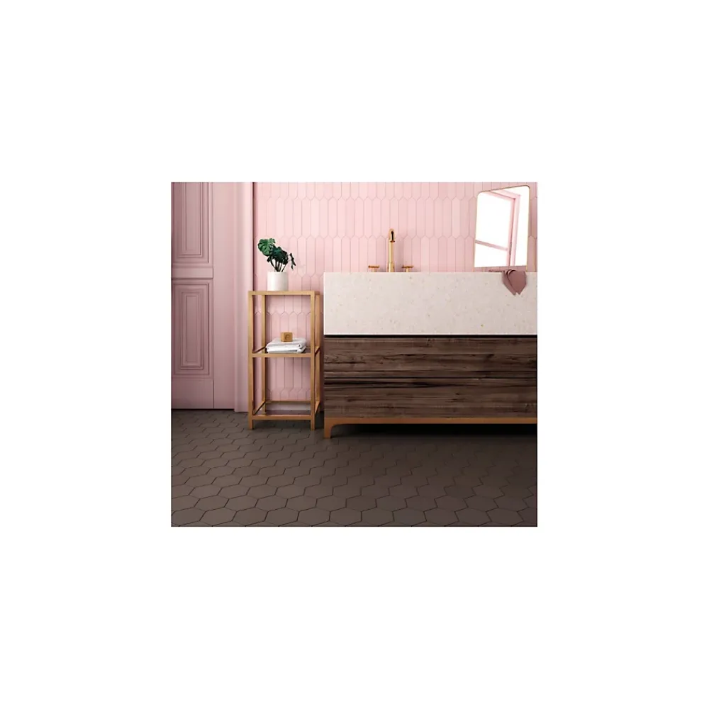 Gioia Materia Carrelage grès cérame effet graphique KROMATIKA Hexagone Hexagone 11.6x10.1 cm Marron - Mat - boîte de 0.44 m2- Carrelage Sol Pour Wc