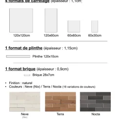 Gioia Materia Carrelage grès cérame effet argile TERRA 60x30 cm Neve - Naturel - boîte de 1.08 m2- Carrelage Sol Pour Wc