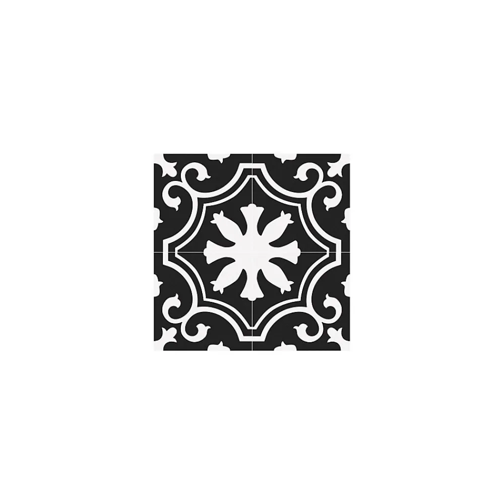 Gioia Materia Carrelage grès cérame effet carreau ciment Valencia Night 25x25 cm Noir et Blanc - Mat - boîte de 1.13 m2- Carrelage Sol Uni|Carrelage Sol Pour Wc