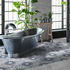 Gioia Materia Carrelage Sol Pour Wc|Carrelage Sol Uni<Carrelage grès cérame effet carreau ciment Valencia Dosaguas 25x25 cm Bleu - Mat - boîte de 1.13 m2