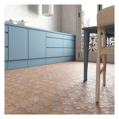 Gioia Materia Carrelage grès cérame effet rustique AL ANDALUS Cabochon Blue grass - Brillant / Poli - boîte de 0.13 m2- Carrelage Sol Pour Salle De Bains